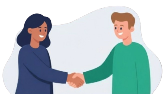 Partnership illustration with two hands shaking representing collaboration and working together